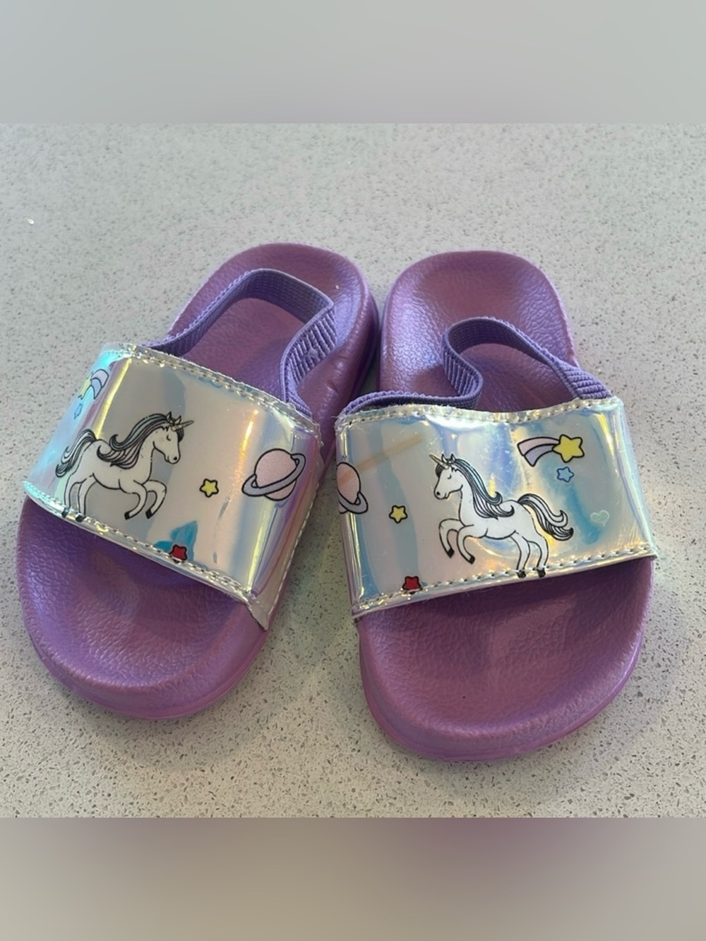 Girls' Purple Unicorn Slide Sandals